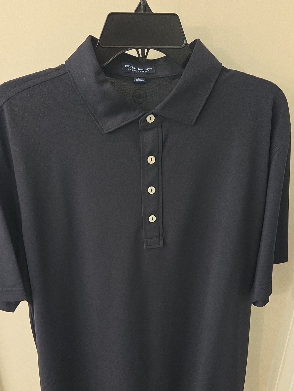 Peter Millar Black Short-Sleeve Performance Polo, Crown Crafted, XL, LIKE NEW